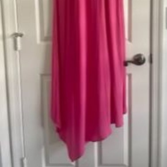 BCBGMaxAzria Hot Pink Halter Gown Sz M - Picture 3 of 4